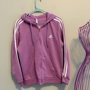 Adidas Lavender Hoodie with White Stripes